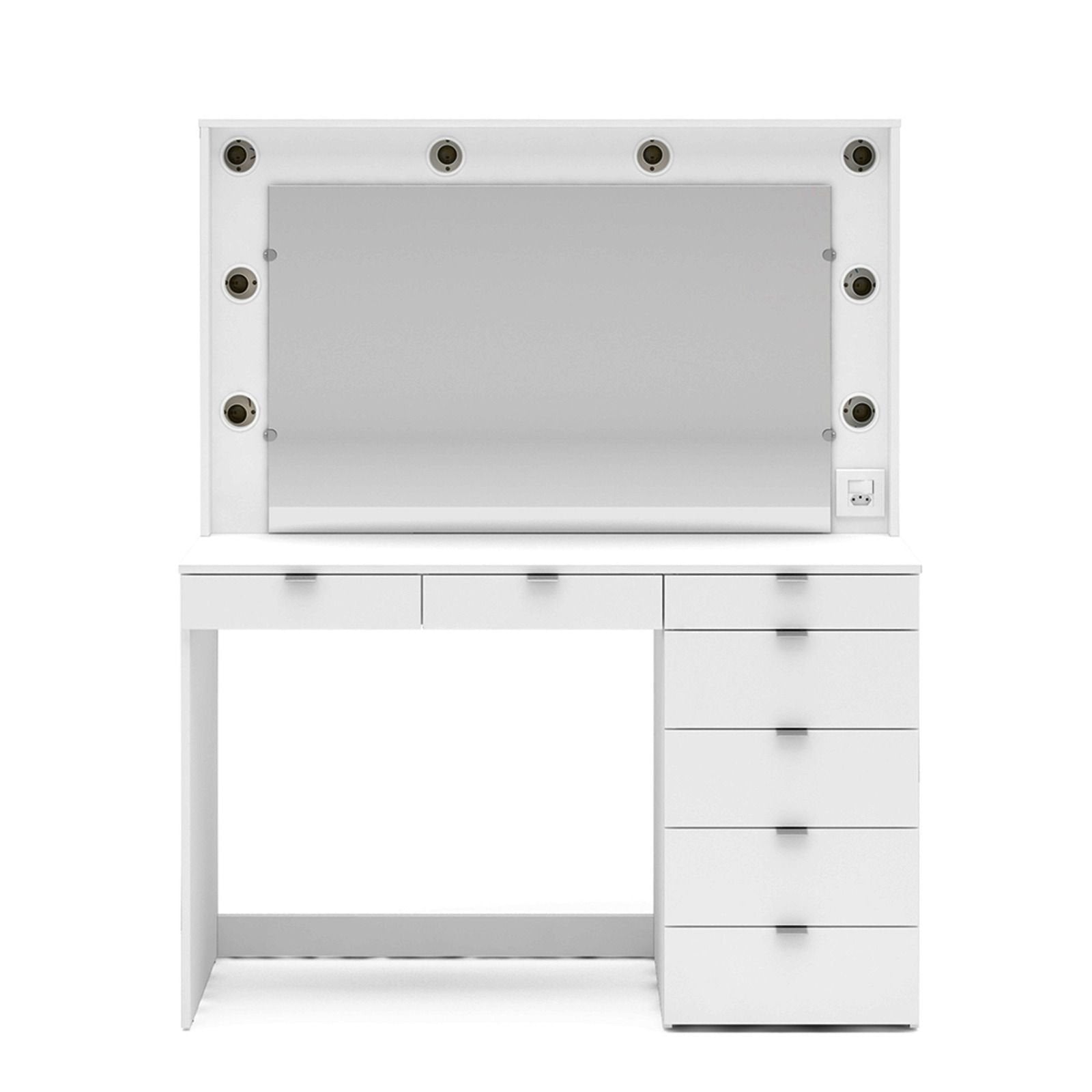 Penteadeira Camarim com Espelho 7 Gavetas e Tomada Diamante Yescasa Branco