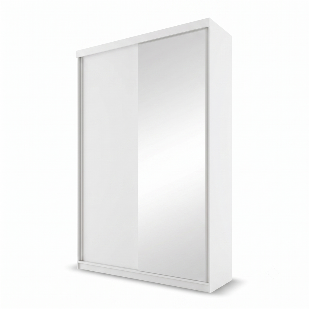 Guarda-Roupa Solteiro 2 Portas 1 Espelho 100% MDF Geneve RR Móveis Branco