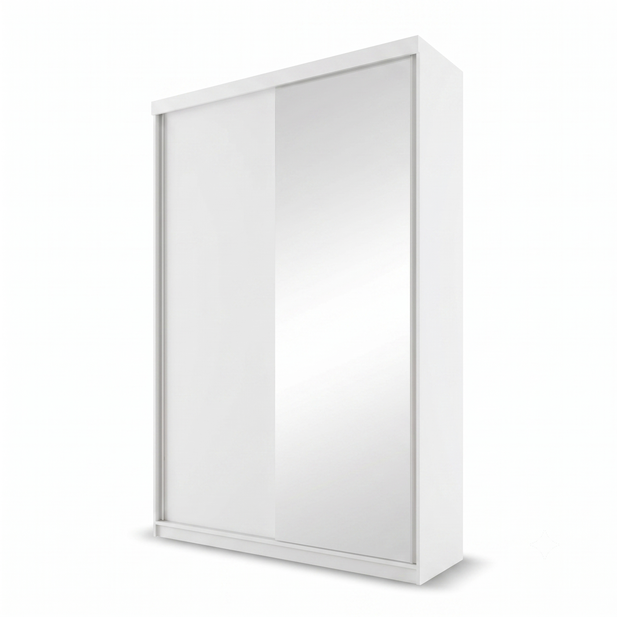 Guarda-Roupa Solteiro 2 Portas 1 Espelho 100% MDF Geneve RR Móveis Branco