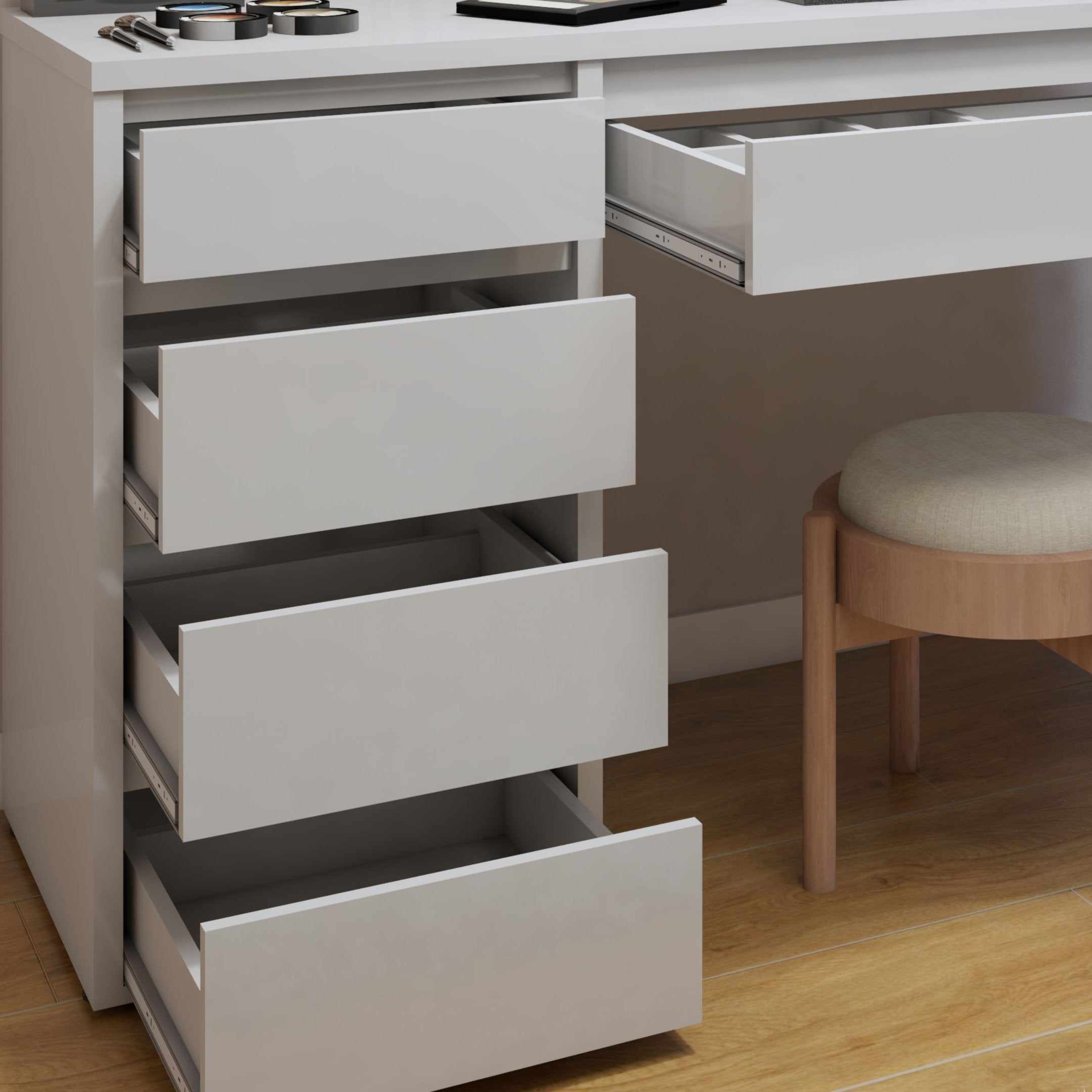 Penteadeira 5 Gavetas 100% MDF sem Espelho Giulia Yescasa Off White