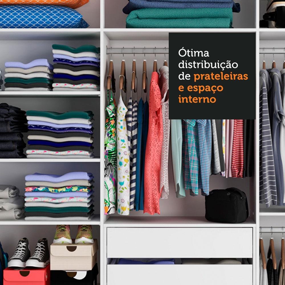 Guarda-Roupa Casal 100% MDF Madesa Zurique 3 Portas de Correr com Espelho