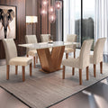 Conjunto Sala de Jantar Mesa Retangular Tampo Vidro/MDF com 6 Cadeiras Espanha Yescasa