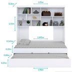 Quarto Infantil Chiara 4 Peças Roupeiro 2 Portas Módulo Aéreo Cama com Auxiliar Branco Phoenix Baby