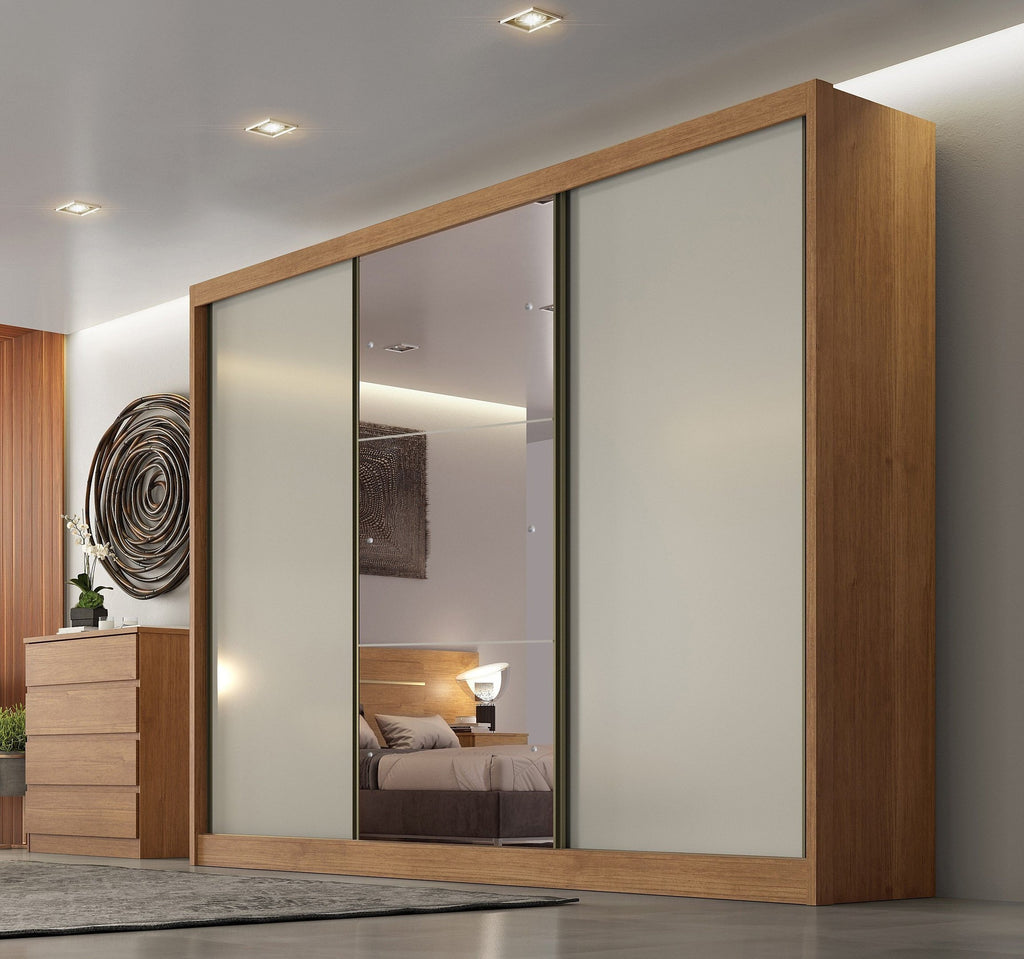 Guarda-Roupa Casal 3 Portas de Correr 6 Gavetas Soberano Novo Horizonte 100% MDF Marrom/Cumaru Fendi