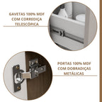 Conjunto para Banheiro Gabinete Suspenso com Cuba e Espelheira Isa MGM Móveis 55cm Marrom/Amêndoa/Off White