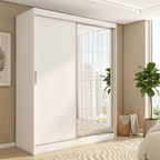 Guarda-Roupa Casal com Espelho Demóbile London 2 Portas de Correr 4 Gavetas 100% MDF Branco