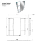 Espelheira Slip I Sobrepor Cris Metal Plus 1 Porta 80cm Prata