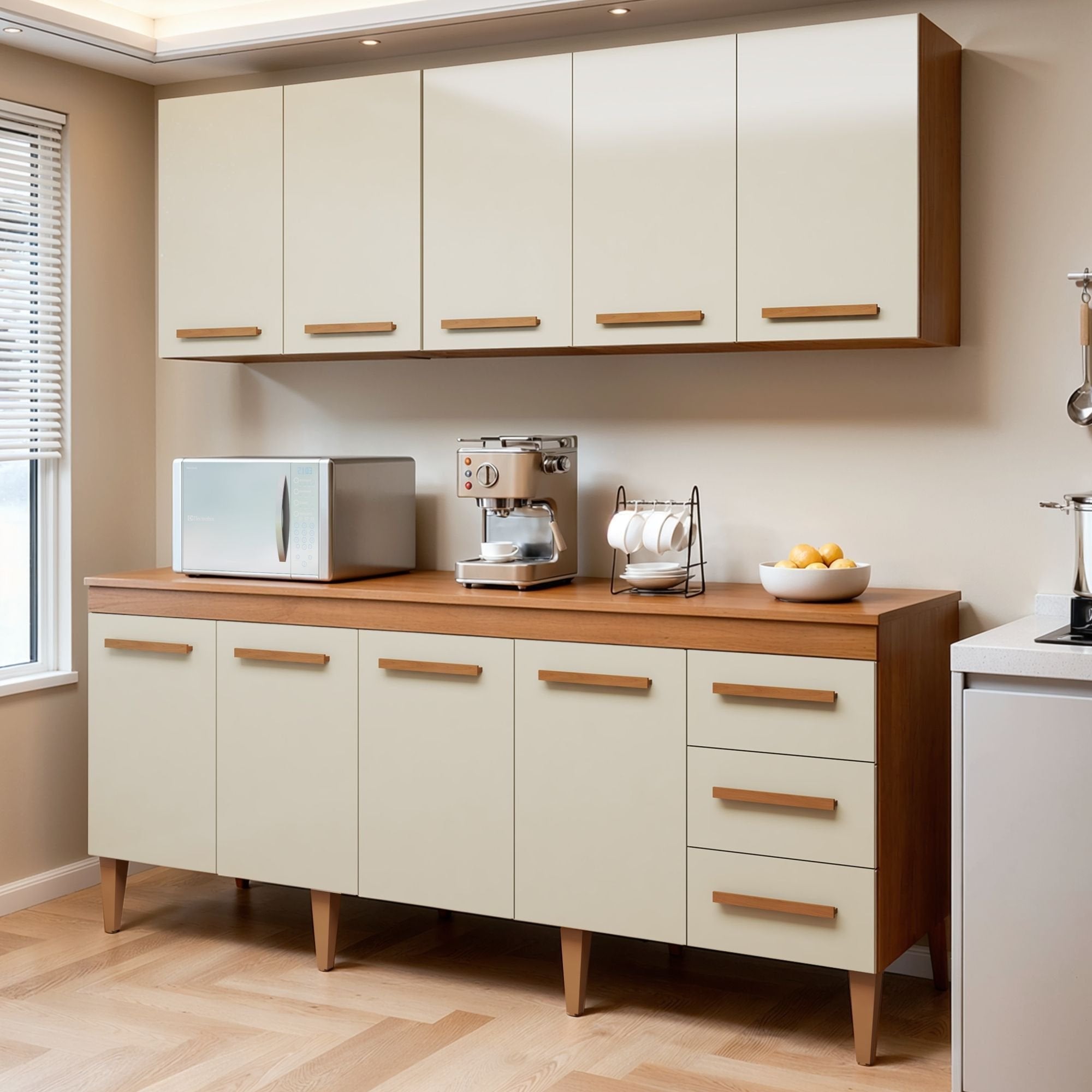 Cozinha Completa Modulada 9 Portas 3 Gavetas Atenas Kaiki Móveis Branco