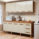 Cozinha Completa Modulada 9 Portas 3 Gavetas Atenas Kaiki Móveis Branco