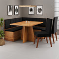 Conjunto Canto Alemão com Baú Mesa 120x77,5cm Tampo sem Vidro com 2 Cadeiras Milão Viero
