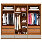 Guarda-Roupa Casal 6 Portas 9 Gavetas 270cm Tóquio Yescasa 100% MDF Bege/Cinamomo/Off White