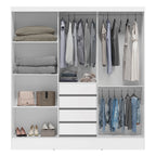 Guarda-Roupa Casal 3 Portas de Correr 4 Gavetas com Espelho Plata Demóbile MDP Branco