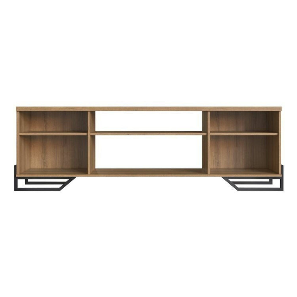 Conjunto Sala de Estar Completa Rack TV 60 Polegadas, Estante e Aparador Industrial Telado Marrom Espresso Móveis