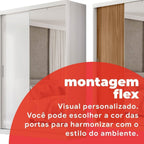 Guarda-Roupa Casal com Espelho Demóbile London 2 Portas de Correr 4 Gavetas 100% MDF Branco