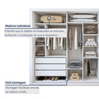 Guarda-Roupa Casal 3 Portas de Correr 6 Gavetas Liv Yescasa 100% MDP Branco
