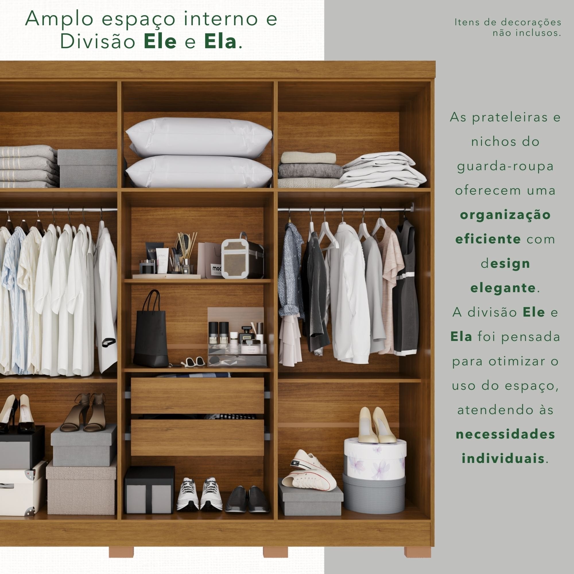 Guarda-Roupa Casal 6 Portas 2 Gavetas França Espresso Móveis MDP Off White/Cinamomo