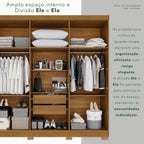 Guarda-Roupa Casal 6 Portas 2 Gavetas França Espresso Móveis MDP Off White/Cinamomo
