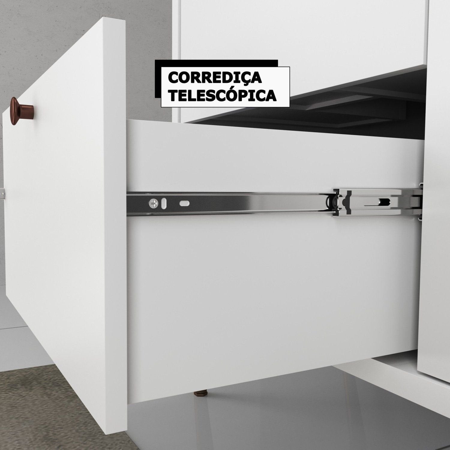 Conjunto para Banheiro Gabinete com Pés Cuba e Espelheira Madri Móveis Bosi 80cm Branco/Tauari