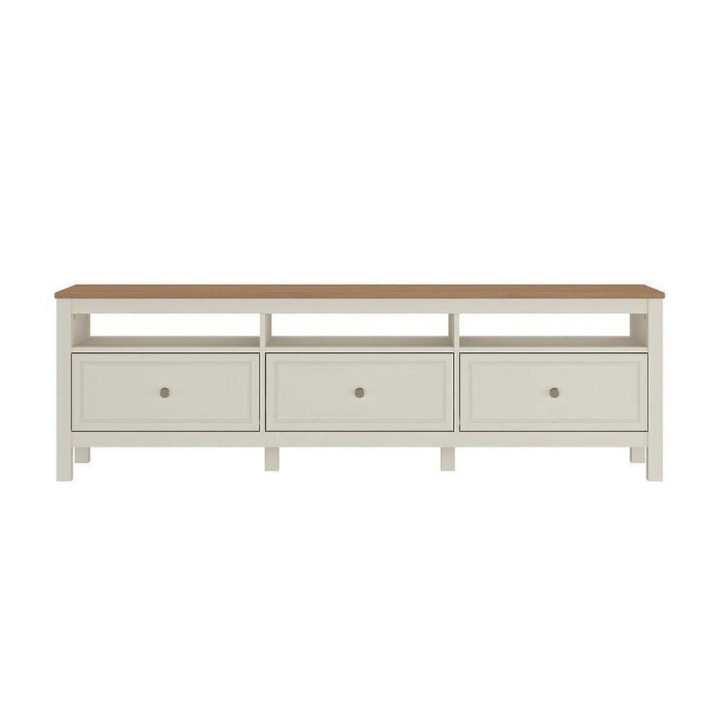 Conjunto Sala Ananda Rack e Armário Madeira Maciça Off White/Mel CabeCasa MadeiraMadeira