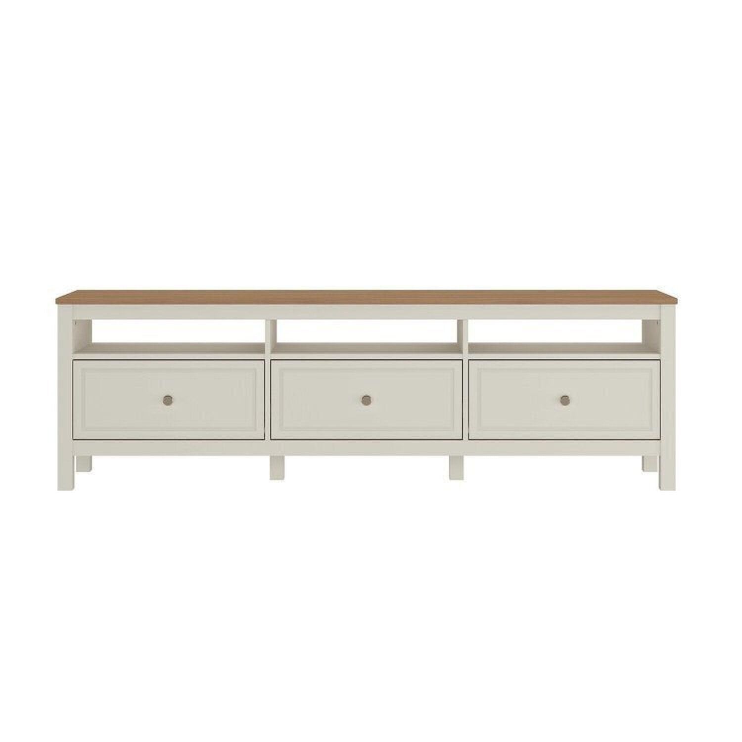 Conjunto Sala Ananda Rack e Armário Madeira Maciça Off White/Mel CabeCasa MadeiraMadeira