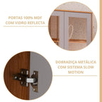 Cozinha Modulada 6 Peças Brilhante Cristaleira 2 Balcões 3 Armários Aéreos Bege/Cinamomo/Platina