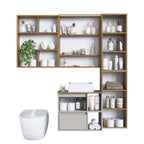 Conjunto para Banheiro Modulado Yescasa 156cm 5 Peças Cuba LED Bege/Mel/Arenas