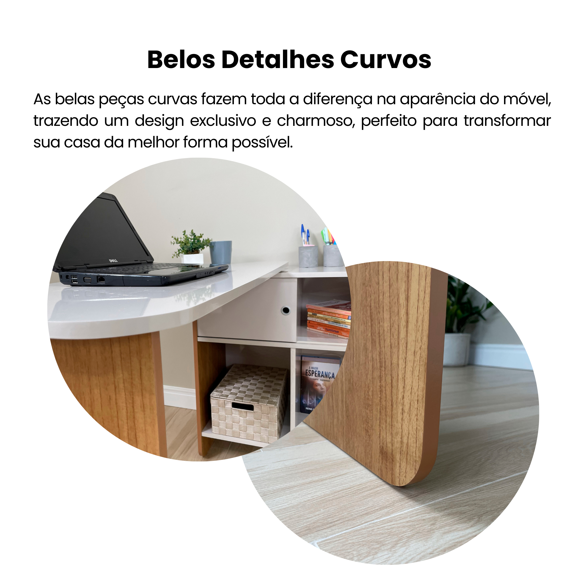 Escrivaninha Mesa Escritório Nomad 4 Nichos 1 Porta 114cm Artely Cinamomo e Off White