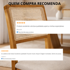 Kit 4 Cadeiras de Jantar Palha Estofada Linho Encosto em Tela Sextavada Rubi Madeira Maciça