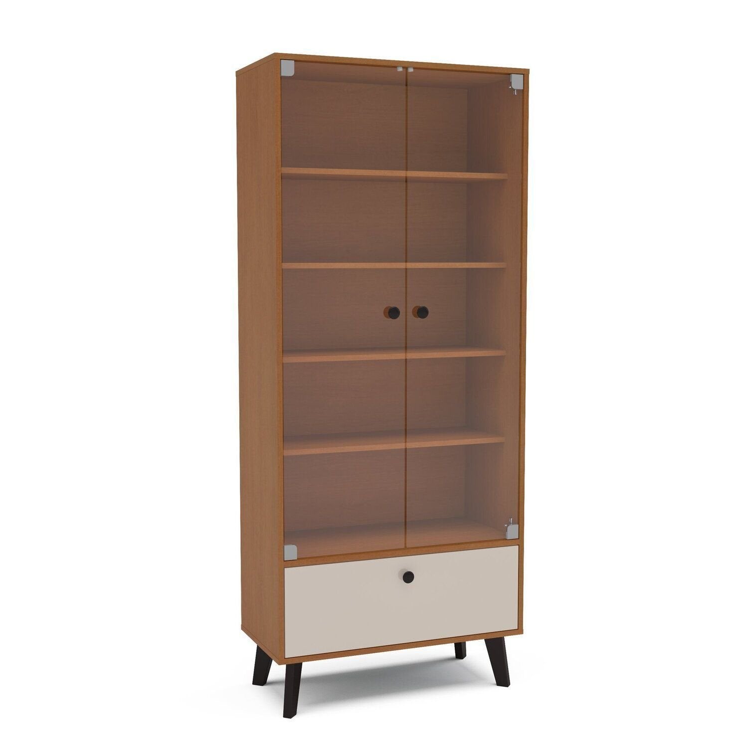Cristaleira 2 Portas de Vidro 1 Gaveta 4 Prateleiras 75cm Londres Politorno
