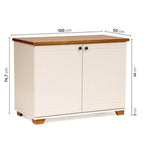 Conjunto Sala Ananda Rack, Estante e Armário Madeira Maciça Off White/Mel CabeCasa MadeiraMadeira