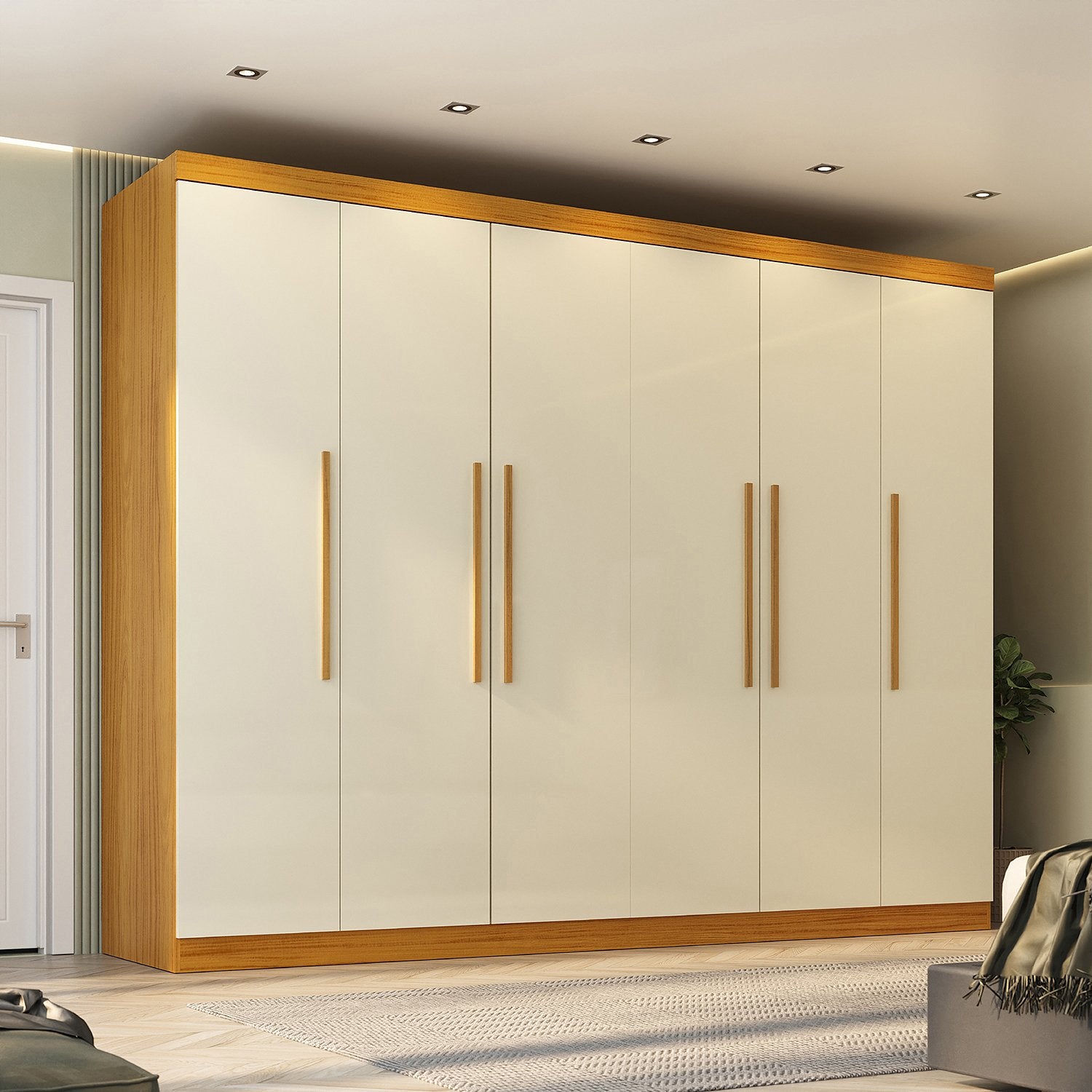 Guarda-Roupa Casal 6 Portas Carnaúba CabeCasa MadeiraOriginals 100% MDF Marrom/Marrome/Off White