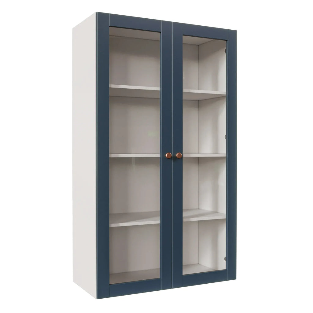 Armário Aéreo 2 Portas 135cm com Porta de Vidro Arizona CabeCasa MadeiraOriginals Azul/Branco