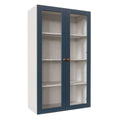 Armário Aéreo 2 Portas 135cm com Porta de Vidro Arizona CabeCasa MadeiraOriginals Azul/Branco