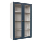 Armário Aéreo 2 Portas 135cm com Porta de Vidro Arizona CabeCasa MadeiraOriginals Azul/Branco