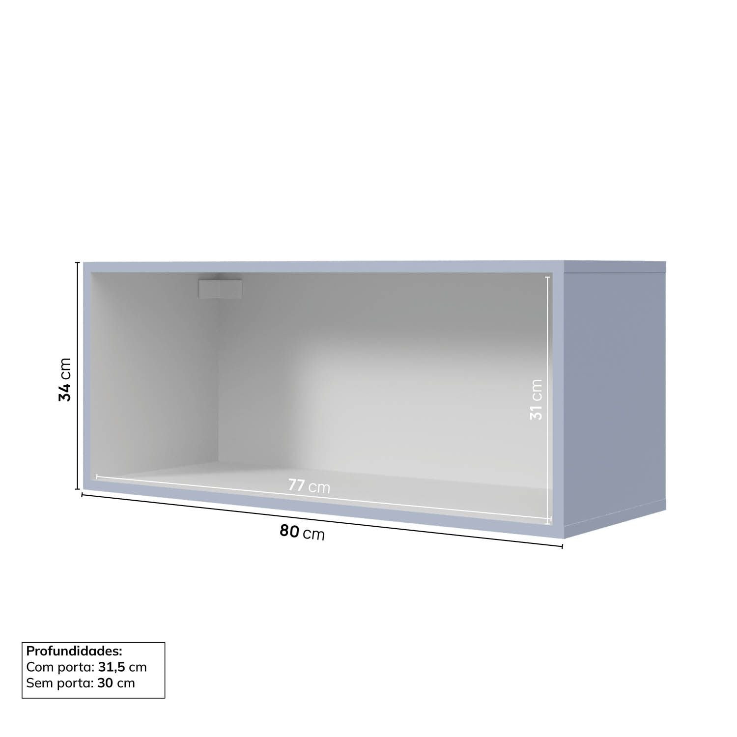 Armário Aéreo 1 Porta Basculante 80cm Marselha CabeCasa MadeiraOriginals Azul/Sereno