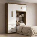 Guarda-Roupa Solteiro 4 Portas 3 Gavetas com Cabeceira e Baú Cancun Yescasa MDP Branco