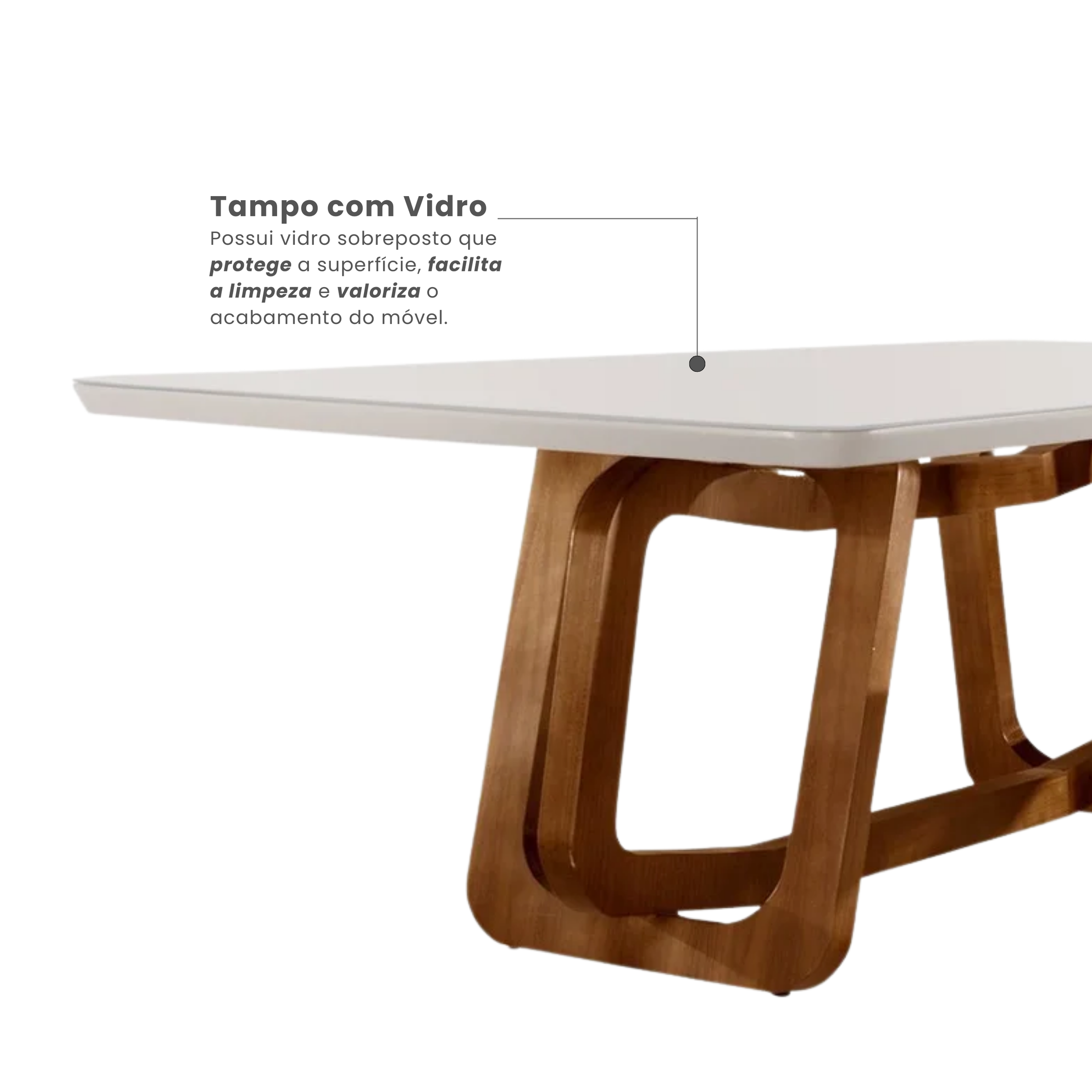 Conjunto de Mesa de Jantar Retangular Madeira Maciça com Vidro e 8 Cadeiras Genova Monaco Yescasa