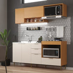 Cozinha Completa Modulada Alice Yescasa 6 Portas 2 Gavetas Laranja/Angelin Premium/Off White
