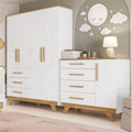 Quarto Infantil Completo Guarda-Roupa 4 Portas e Cômoda 1 Porta 100% MDF Kakau Retrô Yescasa