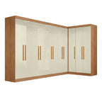 Guarda-Roupa Modulado de Canto 11 Portas 4 Gavetas Paris Maxel Off White/Cinamomo
