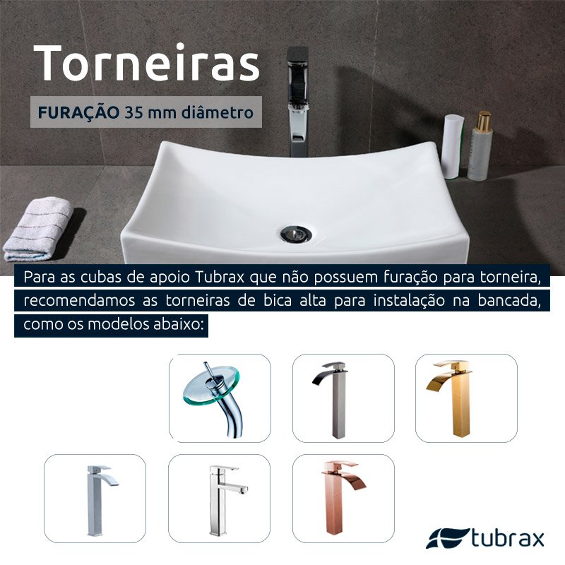 Cuba Banheiro Lavabo Cerâmica Branca Tubrax BAB0002