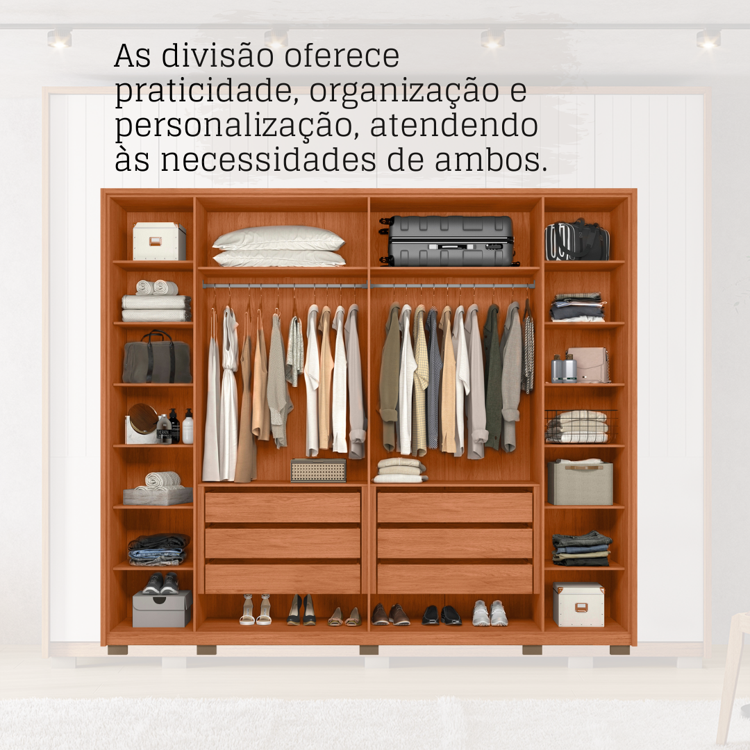 Guarda-Roupa Casal 6 Portas 6 Gavetas Suburban Gold Espresso Móveis 100% MDF Marrom/Freijo/Off White