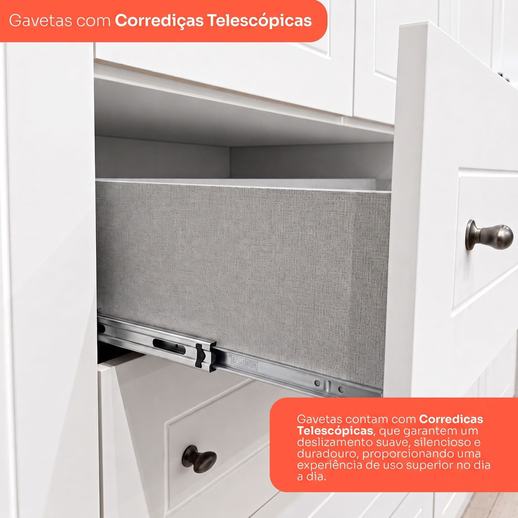 Guarda-Roupa Casal 6 Portas 4 Gavetas Nova York Espresso Móveis 100% MDF/MDP Branco
