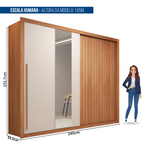 Guarda-Roupa Casal 2 Portas de Correr Ripado com Espelho Suburban Espresso Móveis MDP/MDF Freijó/Off White