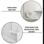 Conjunto para Banheiro Gabinete Suspenso com Cuba e Espelheira Bia MGM Móveis Branco