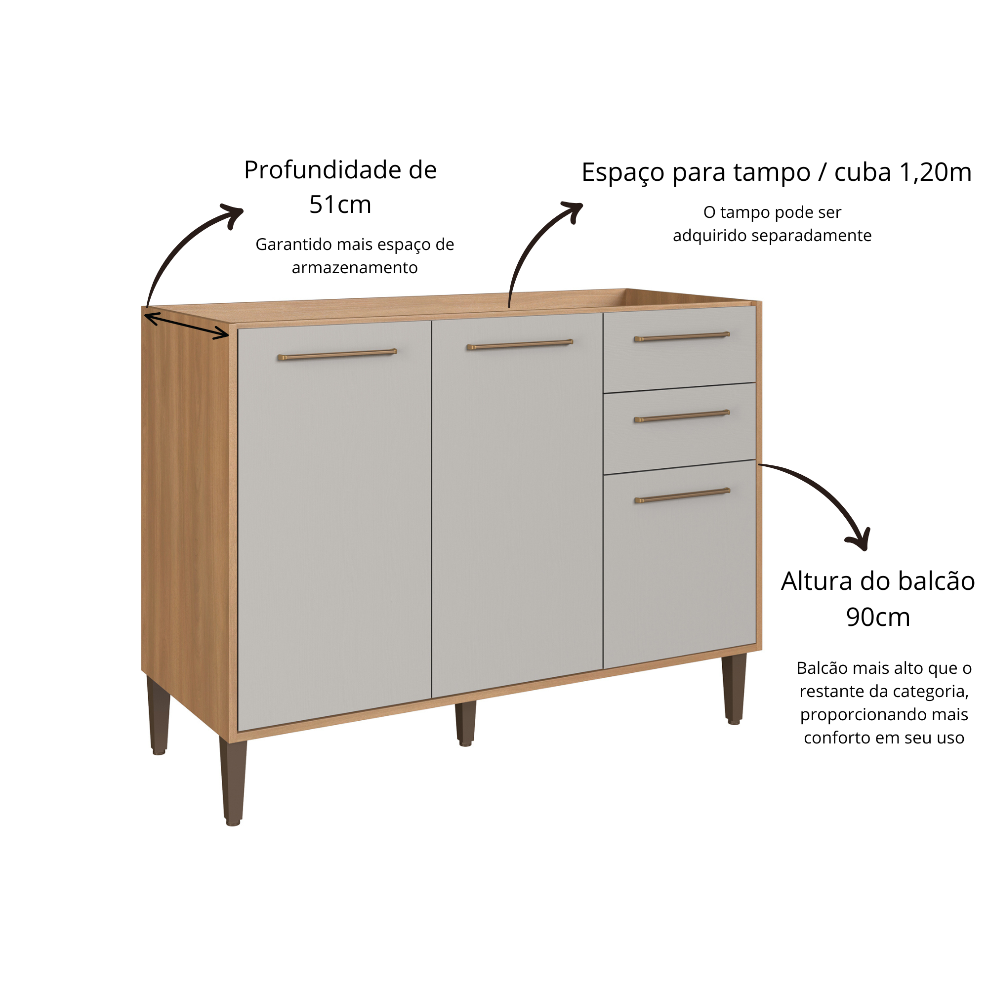 Cozinha Modulada Completa 6 Peças Cristaleira 12 Portas 3 Gavetas Jade Marrom/Freijó/Arenas Delmarco Móveis