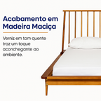 Cama de Casal Lunna Madeira Maciça Empório Paraíso Bege/Caramelo