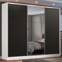 Guarda-Roupa Casal 100% MDF Madesa Zurique 3 Portas de Correr com Espelho