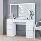 Penteadeira Espelhada 7 Gavetas 117,7cm x 142,5cm Ditália Móveis Branco