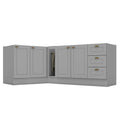Balcão Cozinha Porta Toalha Canto Reto 1 Porta Pia 120cm Americana Henn Cinza